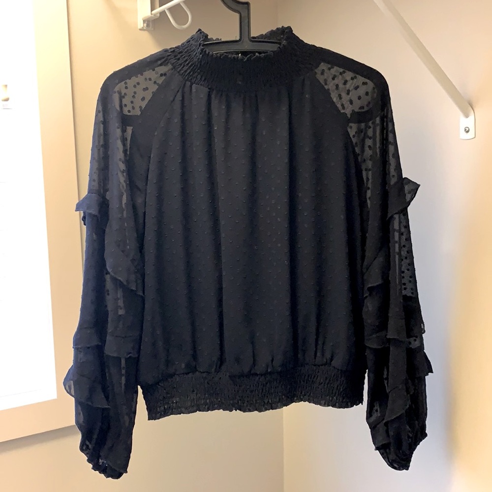 Two sisters The Label, US 6/ Medium, Boucle/ Chiffon Blouse